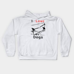 two cats but i love dogs Kids Hoodie